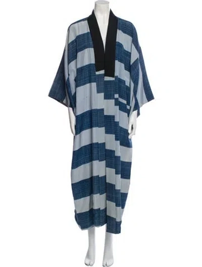 Pre-owned Vintage - Unbranded Vintage Striped Robe In Blue