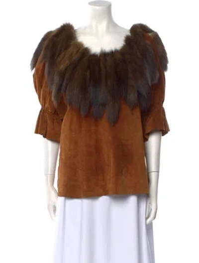 Pre-owned Vintage - Unbranded Vintage Suede Blouse In Brown