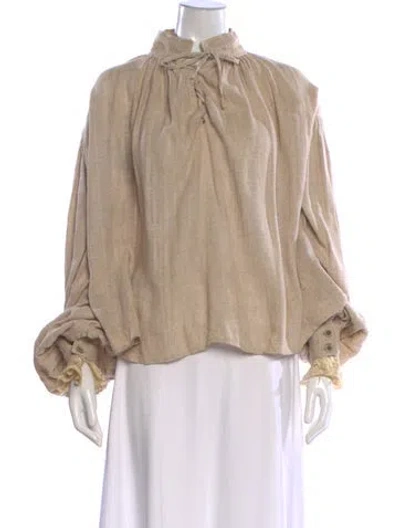 Pre-owned Vintage - Unbranded Vintage Tie Neck Blouse In Neutral