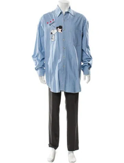 Pre-owned Vintage - Unbranded Vintage 'too Cute' Denim Shirt In Blue