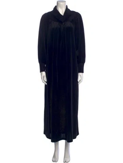Pre-owned Vintage - Unbranded V-neck Long Dress In Brown