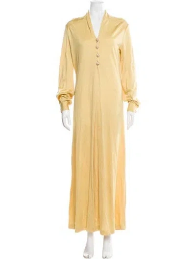 Pre-owned Vintage - Unbranded V-neck Long Dress In Neutral