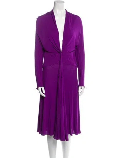 Pre-owned Vintage - Unbranded V-neck Midi Length Dress In Purple