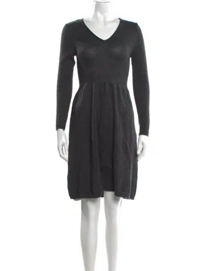 Pre-owned Vintage - Unbranded V-neck Mini Dress In Gray