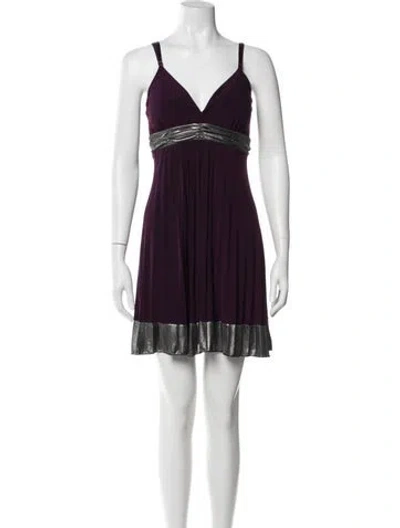 Pre-owned Vintage - Unbranded V-neck Mini Dress In Purple
