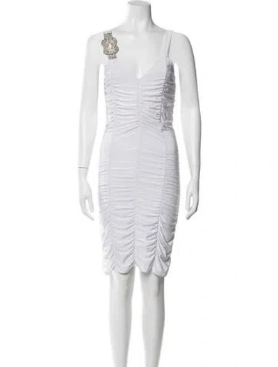 Pre-owned Vintage - Unbranded V-neck Mini Dress In White