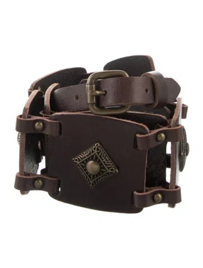 Pre-owned Vintage - Unbranded Wide Leather Belt In Brown