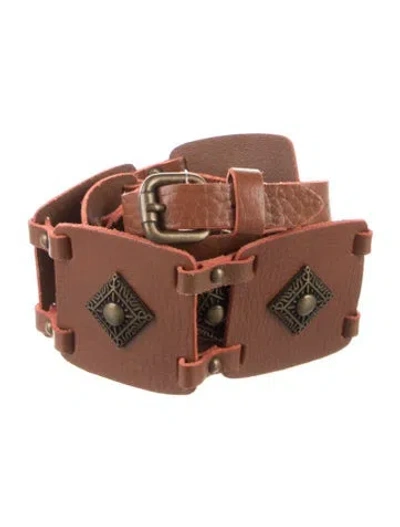 Pre-owned Vintage - Unbranded Wide Leather Waist Belt In Brown