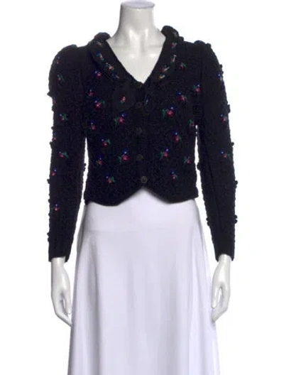 Pre-owned Vintage - Unbranded Wool Floral Print Sweater In Black