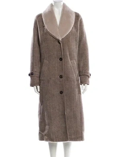Pre-owned Vintage - Unbranded Wool Fur Coat In Brown