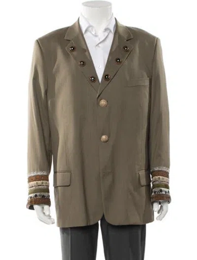 Pre-owned Vintage - Unbranded Wool Glitter Accents Blazer In Green