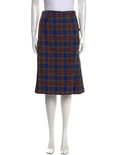 Pre-owned Vintage - Unbranded Wool Knee-length Skirt In Blue