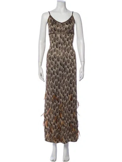 Pre-owned Vintage - Unbranded Wool Long Dress In Neutral