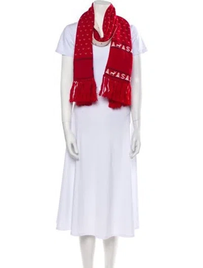 Pre-owned Vintage - Unbranded Wool Printed Scarf In Red