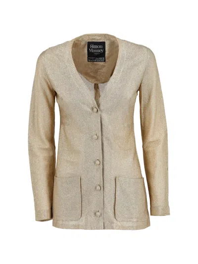 Pre-owned Vintage V-neck Buttoned Cardigan In Gold