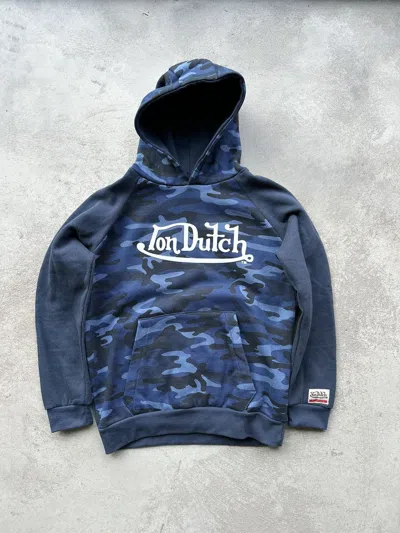 Pre-owned Vintage Von Dutch Logo Camo Hoodie In Multi