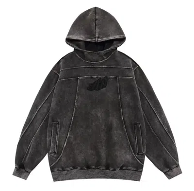 Pre-owned Vintage Washed Hoodie Sweatshirt In Black