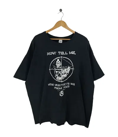 Pre-owned Vintage Who Protects Me From You? Acab Fuck The Po Tee Humor In Black