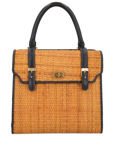 Pre-owned Vintage Wicker Tote Bag In Brown