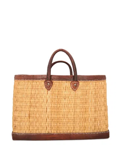 Pre-owned Vintage Wicker Tote Bag In Neutral