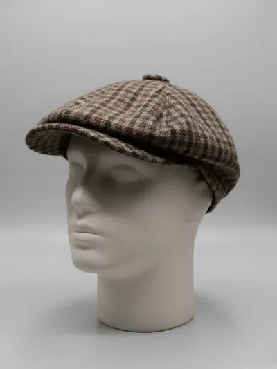 Pre-owned Vintage Wilson & Sons London Wool Tweed Newsboy In Brown