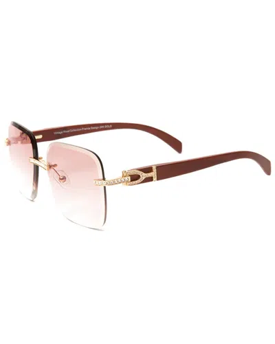 Vintage Wood Collection Unisex Swarovski 58mm Sunglasses In Gold
