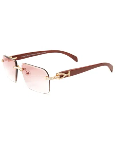 Vintage Wood Collection Unisex Swarovski 61mm Sunglasses In Gold