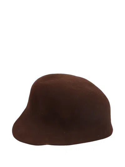Pre-owned Vintage Wool Felt Beret In Brown