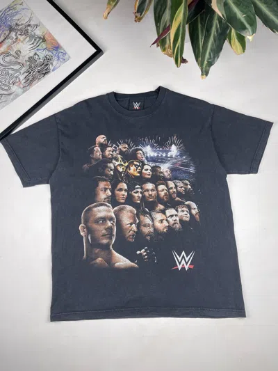 Pre-owned Vintage Wwe Tee Wrestling Superstars Raw Smack Down In Black