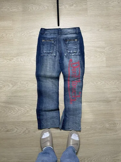 Pre-owned Vintage X Von Dutch Vintage 90's Jeans(von Dutch) Big Logo Rap Pants Y2k In Blue