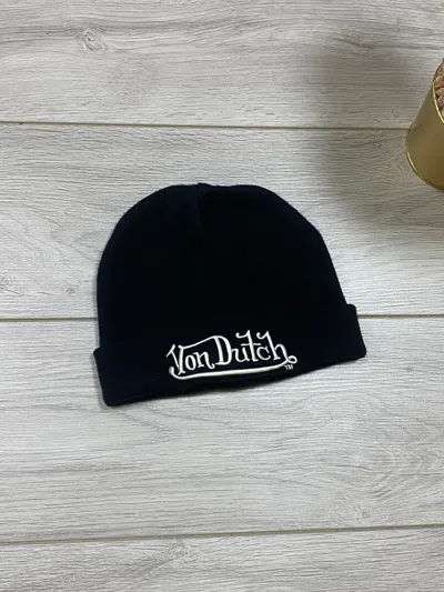 Pre-owned Vintage X Von Dutch Vintage Beanie Big Logo Hat In Black