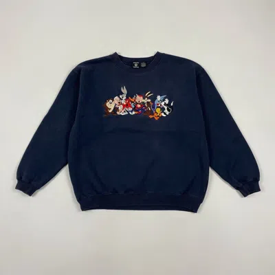 Pre-owned Vintage X Warner Bros 1996 Vintage Warner Bros Studio Embroidery Logo Sweatshirt In Dark Blue