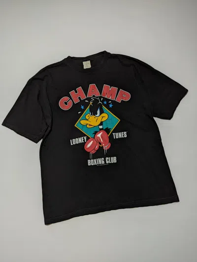 Pre-owned Vintage X Warner Bros Champion Looney Tunes Boxing Club Duck T Shirt Vintage In Black