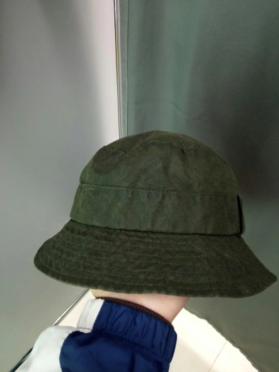 Pre-owned Vintage X Waxed Vintage Barbour Style Waxed Bucket Hat In Size M In Green