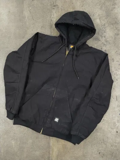 Pre-owned Vintage X Windbreaker Vintage Berne Quilted Canvas Hooded Jacket In Black