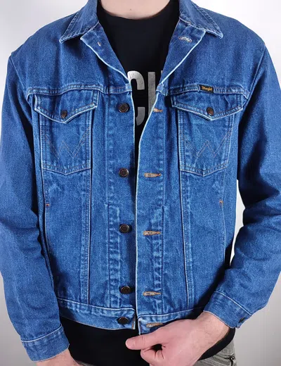 Pre-owned Vintage X Wrangler 80's Vintage Wrangler M-159 Western Denim Jeans Jacket In Blue
