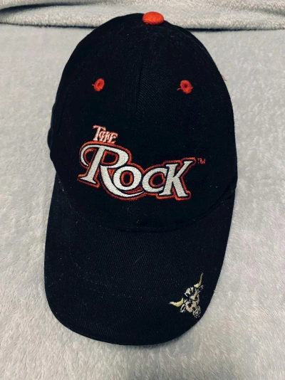 Pre-owned Vintage X Wwe Vintage 2000 The Rock Logo Bull Wwe Wwf Cap In Black