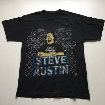 Pre-owned Vintage X Wwe Vintage 90's Stone Cold Steve Austin Wwf Graphic Shirt In Black
