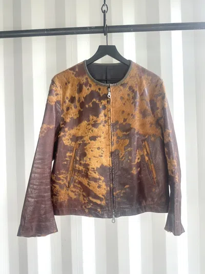 Pre-owned Vintage X Yohji Yamamoto Aw 2002 Calf Skin Fur Leather Jacket In Brown