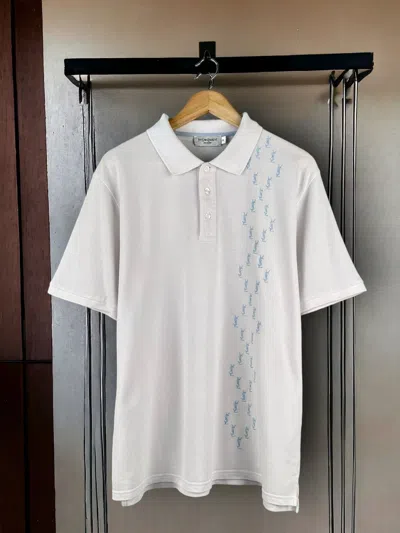 Pre-owned Vintage X Ysl Pour Homme Vintage 90's Yves Saint Laurent Ysl Polo Shirt Monogram In White
