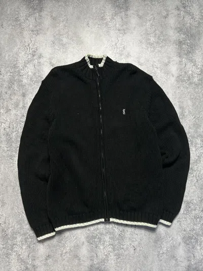 Pre-owned Vintage X Ysl Pour Homme Vintage Knitted Sweater Yves Saint Laurent Black Zip Ysl