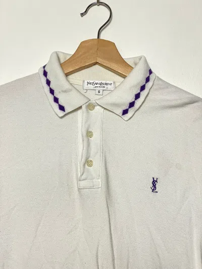 Pre-owned Vintage X Ysl Pour Homme Vintage Ysl Polo Longsleeves In White