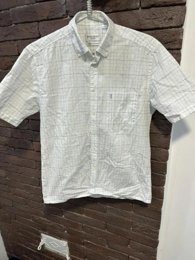 Pre-owned Vintage X Ysl Pour Homme Vintage Ysl Yves Saint Laurent Shirt Short Y2k In The Cage In White