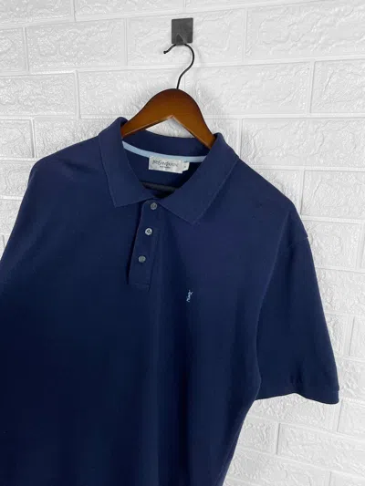 Pre-owned Vintage X Ysl Pour Homme Vintage Yves Saint Laurent Logo Polo T Shirt In Blue
