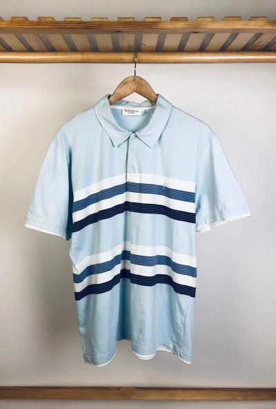 Pre-owned Vintage X Yves Saint Laurent Polo Shirt Vintage In Blue/white