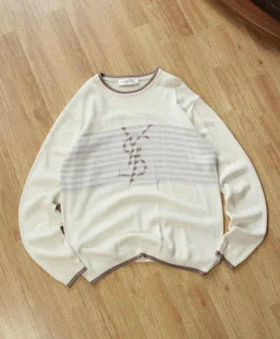 Pre-owned Vintage X Yves Saint Laurent Vintage Ysl Saint Laurent Big Logo Knitted Sweater In Multicolor