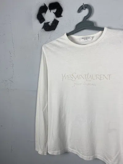 Pre-owned Vintage X Yves Saint Laurent Ysl Long Sleeve T-shirt Y2k Vintage In White
