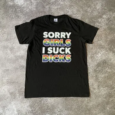 Pre-owned Vintage Y2k Adult Funny Sorry Girls Suck Dicks M In Black