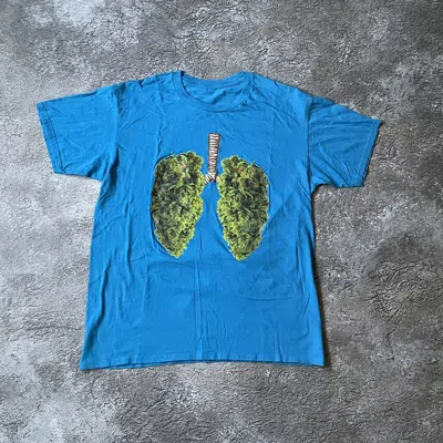 Pre-owned Vintage Y2k Adult Funny Tee Abstract Weed Lungs L In Blue
