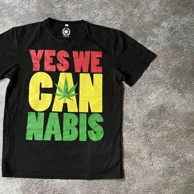 Pre-owned Vintage Y2k Adult Funny Tee Yes Cannabis Drugs L In White
